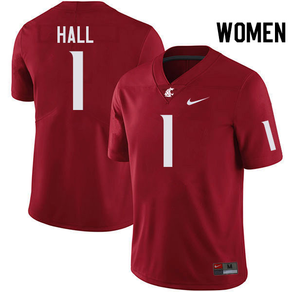 Women #1 Stephen Hall Washington State Cougars College Football Jerseys Stitched-Crimson